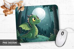 Moonlit Serenity A Cute Dragon in the Forest Mouse Pad PNG Product Image 1