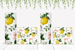 Watercolor Lemon Tumbler Wrap, Cute Bows Tumbler Template Product Image 2