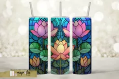 STAINED GLASS LOTUS flower sublimation tumbler wrap png Product Image 1