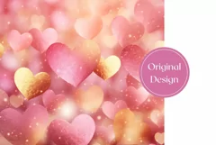 Glitter Hearts Tumbler Wrap, Valentine's Day Tumbler PNG Product Image 2