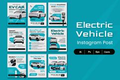 Modern Electric Vehicle EV Car - Social Media Kit Product Image 2