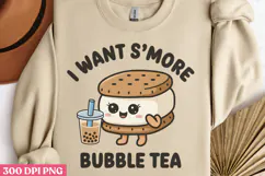 I Want S'more Bubble Tea PNG, Boba Sublimation PNG Product Image 2