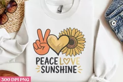 Peace Love Sunshine PNG, Sunflower Quotes Sublimation PNG Product Image 1