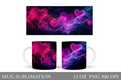 Hearts Mug Wrap Design. Colorful Hearts Mug Sublimation Product Image 1