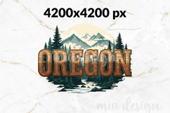 Oregon State PNG, Vintage Mountain Lake Forest Sublimation Product Image 2