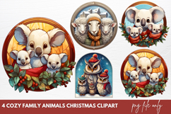 Cozy Christmas Family Animals Clipart Product Image 1