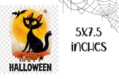 Vintage Halloween Black Cat Towel, Happy Halloween PNG Product Image 2