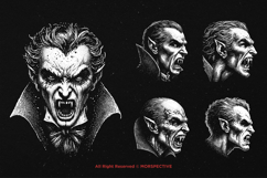 10 Bundle Dark Art Vampire Face Gothic Dracula Monster Product Image 3