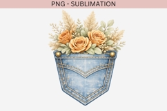 Denim pocket flowers png design for T-shirts Product Image 2