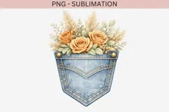 Denim pocket flowers png design for T-shirts Product Image 2