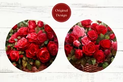 Love Flowers Basket Car Coaster, Red Rose Car Coaster Product Image 2