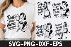Funny Cleaning Lady SVG | Retro Housewife Quotes PNG DXF EPS Product Image 1