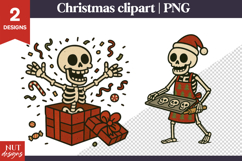 Cute Christmas clipart, Christmas Funny Skeleton Clipart Product Image 1