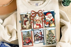 Vintage Christmas Postcard Sublimation, Christmas Png Product Image 4