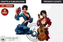 Spanish Flamenco dancer woman Clipart, Sevillana Product Image 1