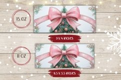 Watercolor Christmas Mug, Pink Christmas Ribbon Sublimation Product Image 2