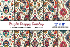 Bright Preppy Paisley Digital Paper JPG Product Image 1