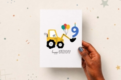 Ninth Birthday Excavator | Happy Birthday Card | EPS SVG PNG Product Image 2