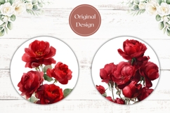 Red Flowers Car Coasters, Roses Coaster Print Product Image 2