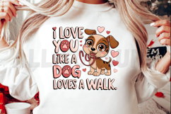 Cute Cartoon Dog Loves You Like A Walk Valentine Design Product Image 2