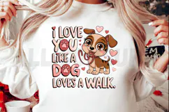 Cute Cartoon Dog Loves You Like A Walk Valentine Design Product Image 2