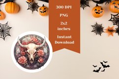 Halloween Earring Sublimation, Bull Skull Sublimation PNG Product Image 2