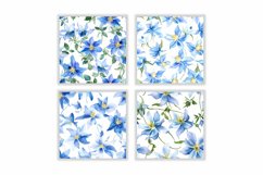 Watercolor Blue Columbine Flower Digital Paper Product Image 2