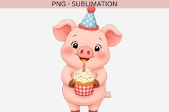 Birthday Pig PNG | Farm Animal Clipart | Cute Party Pig Product Image 2