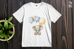 Baby Elephant with Balloons Clipart PNG Product Image 2