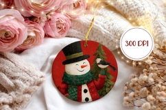 Cartoon Christmas Ornament Design, Snowman Round Ornament Product Image 2