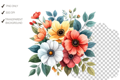 Summer Floral Watercolor Flower Bouquet Product Image 2