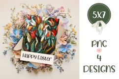 Happy Easter Greeting Cards, Mosaic Flowers Sublimation Product Image 2