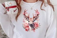 Watercolor Christmas Deer Head Clipart Sublimation Product Image 2