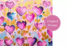Pink Hearts Tumbler Design, Valentine's Day Sublimation PNG Product Image 2
