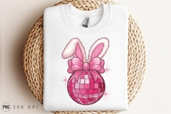 Pink Disco Ball With Bunny Ears Sublimation PNG Product Image 3