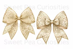 Bows, Gold, Cream, Ephemera, PNG, Flower, Clipart Product Image 2