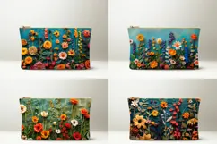 Knitted Flowers Cosmetic Bag Designs, Floral Cosmetic Bag Product Image 2
