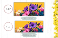 Purple Flowers Mug Template, Yellow Mug Sublimation PNG Product Image 2