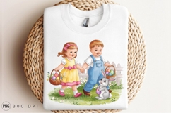 Easter Kids With Bunny And Easter Eggs PNG Product Image 3