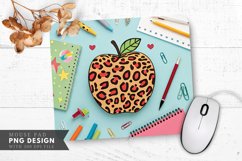 Funky Leopard Apple with Colorful Stationery Mouse Pad PNG Product Image 1