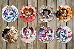 Valentine cat &amp; unicorn | car coaster &amp; key chain design Product Image 2