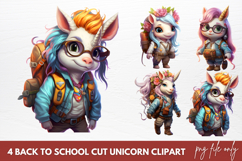 Back to School Cut Unicorn Clipart Sublimation PNG Product Image 1