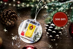 Watercolor Christmas Yellow Door Ornament, Winter Ornament Product Image 2