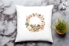 Farm Animal Floral Wreath Clipart PNG Product Image 3