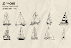 Yachts line art collection Svg Png Eps Product Image 2