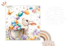 Cute Easter Bunny Pillowcase, Floral Easter Pillow Design Product Image 2