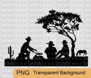 Cowboys campfire svg, png Cowboy camping silhouette cut file Product Image 2