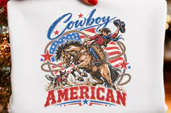 : America Runs On Saddle Time Cowboy PNG, Patriotic Western Product Image 2