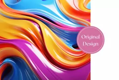 Wave Liquid Tumbler Wrap Design, Colorful Tumbler Design PNG Product Image 2