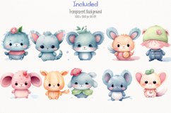 Cute Cartoon Character Watercolor 45 Cliparts Collection Product Image 2